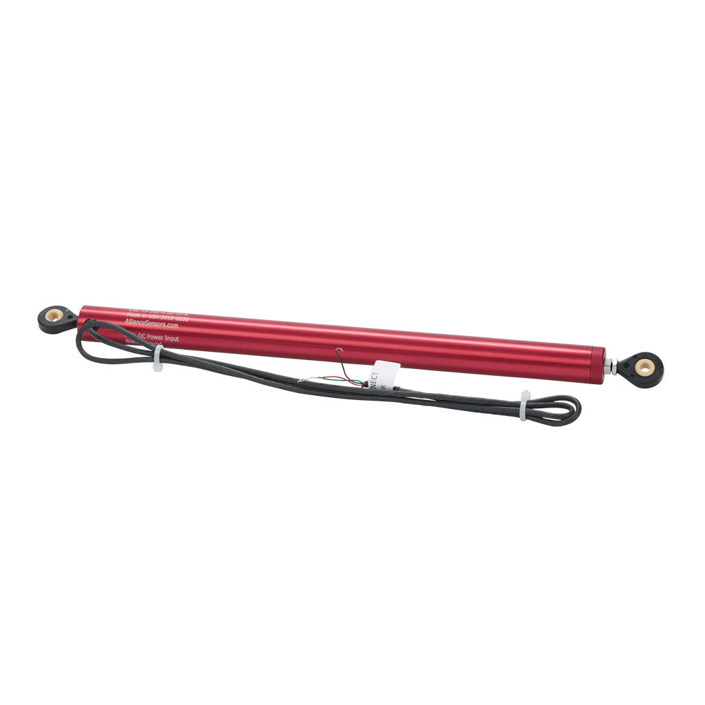 Alliance Sensors inductive linear position sensor, pivoting slide, 200mm stroke, 0-10 VDC output, 19mm diameter x 272.8mm body, rod eyes mount, pigtail, 3.2ft/1m cable length.-LRE19-200R-00-10A