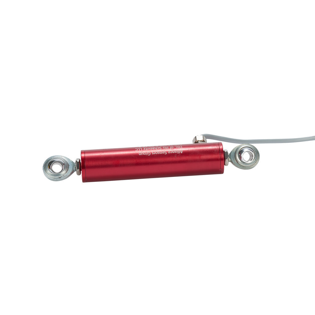 Alliance Sensors inductive linear position sensor, pivoting slide, 25mm stroke, 0-10 VDC output, 27mm diameter x 114.3mm body, rod eyes mount, pigtail, 3.2ft/1m cable length.-LRE27-025R-00-10A
