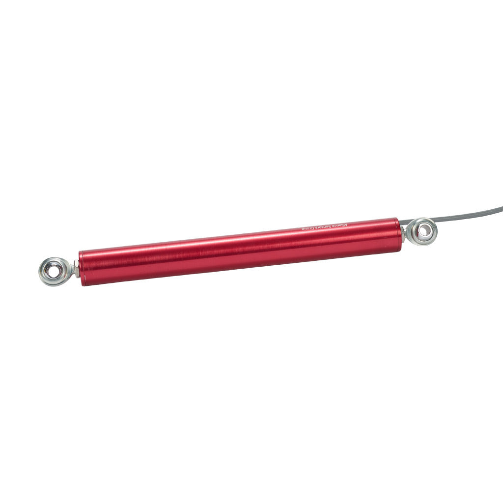 Alliance Sensors inductive linear position sensor, pivoting slide, 150mm stroke, 0-10 VDC output, 27mm diameter x 228.6mm body, rod eyes mount, pigtail, 3.2ft/1m cable length.-LRE27-150R-00-10A