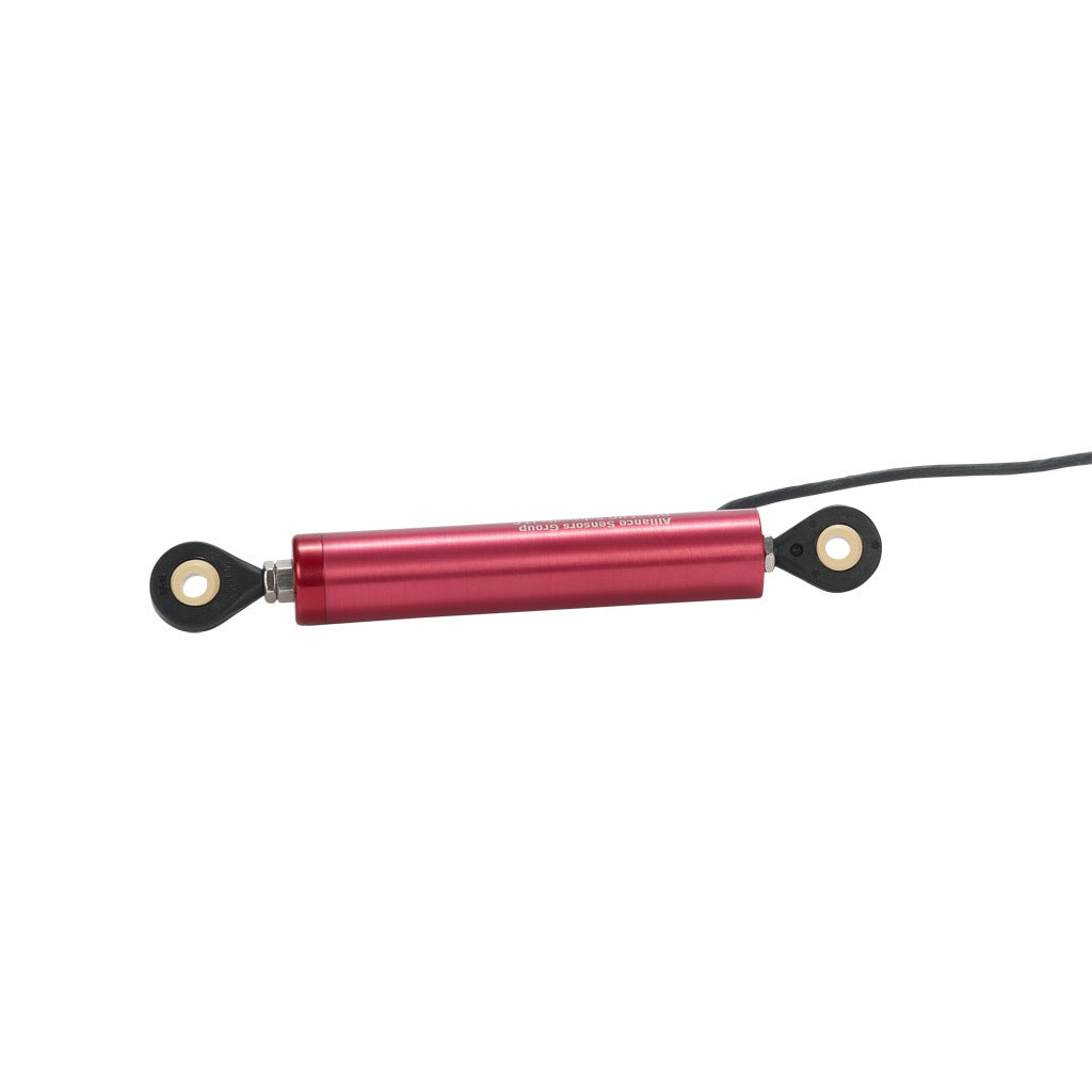 Alliance Sensors inductive linear position sensor, pivoting slide, 25mm stroke, 4-20 mA output, 19mm diameter x 90.5mm body, rod eyes mount, pigtail, 3.2ft/1m cable length.-LRI19-025R-00-20A