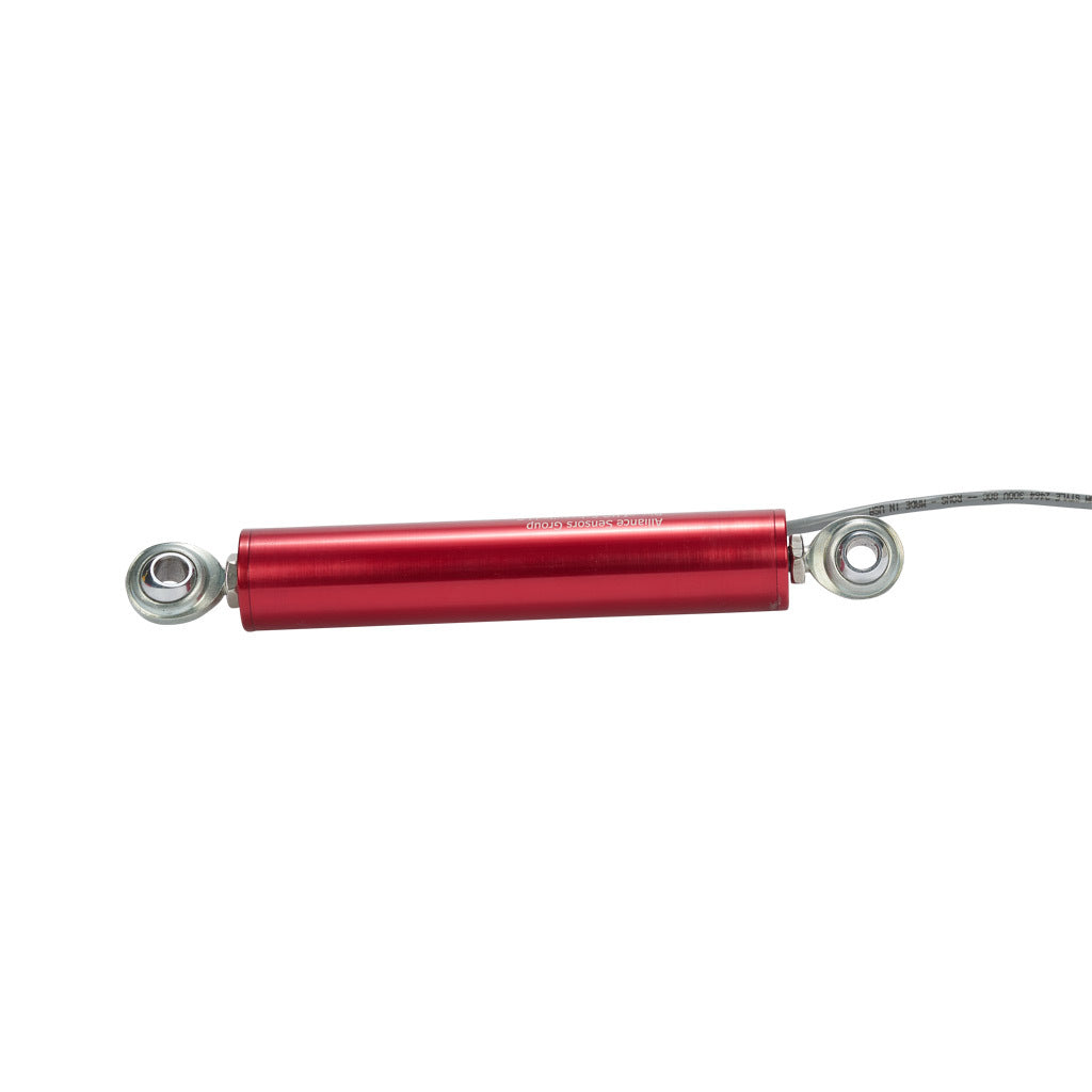 Alliance Sensors inductive linear position sensor, pivoting slide, 50mm stroke, 4-20 mA output, 27mm diameter x 127.0mm body, rod eyes mount, pigtail, 3.2ft/1m cable length.-LRI27-050R-00-20A