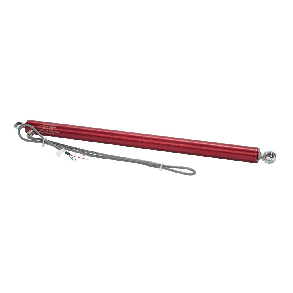 Alliance Sensors inductive linear position sensor, pivoting slide, 350mm stroke, 0-10 VDC output, 27mm diameter x 444.5mm body, rod eyes mount, pigtail, 3.2ft/1m cable length.-LRLE27-350R-00-10A