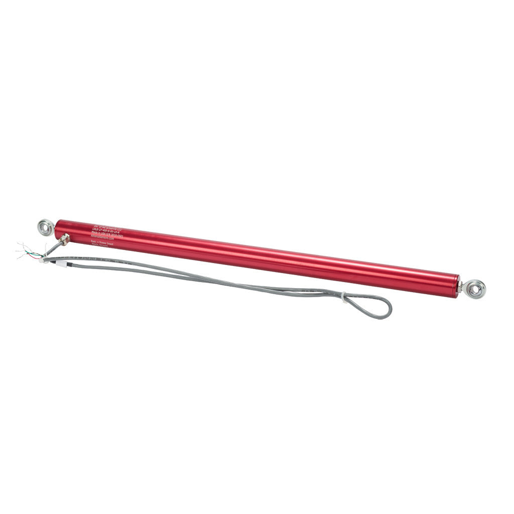 Alliance Sensors inductive linear position sensor, pivoting slide, 400mm stroke, 0-10 VDC output, 27mm diameter x 495.3mm body, rod eyes mount, pigtail, 3.2ft/1m cable length.-LRLE27-400R-00-10A