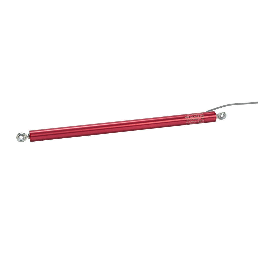Alliance Sensors inductive linear position sensor, pivoting slide, 350mm stroke, 4-20 mA output, 27mm diameter x 444.5mm body, rod eyes mount, pigtail, 3.2ft/1m cable length.-LRLI27-350R-00-20A