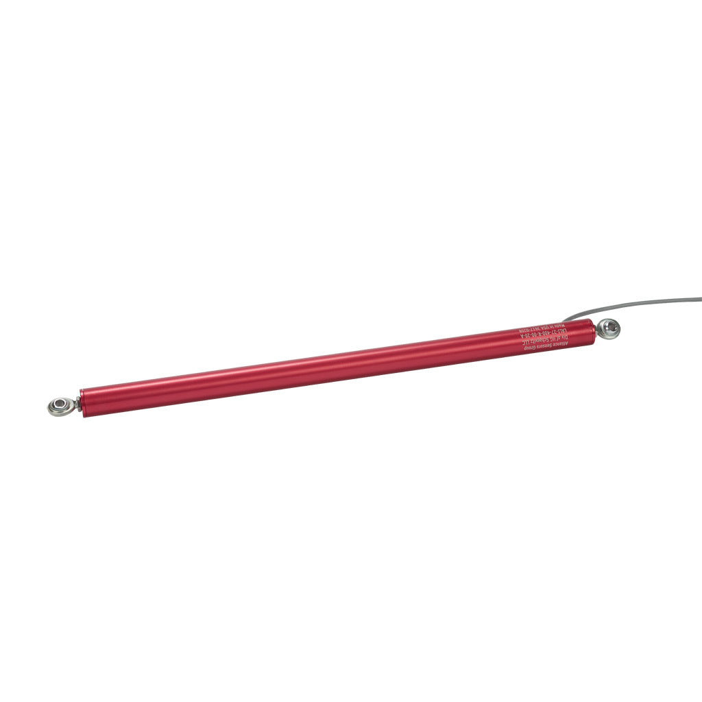 Alliance Sensors inductive linear position sensor, pivoting slide, 400mm stroke, 4-20 mA output, 27mm diameter x 495.3mm body, rod eyes mount, pigtail, 3.2ft/1m cable length.-LRLI27-400R-00-20A
