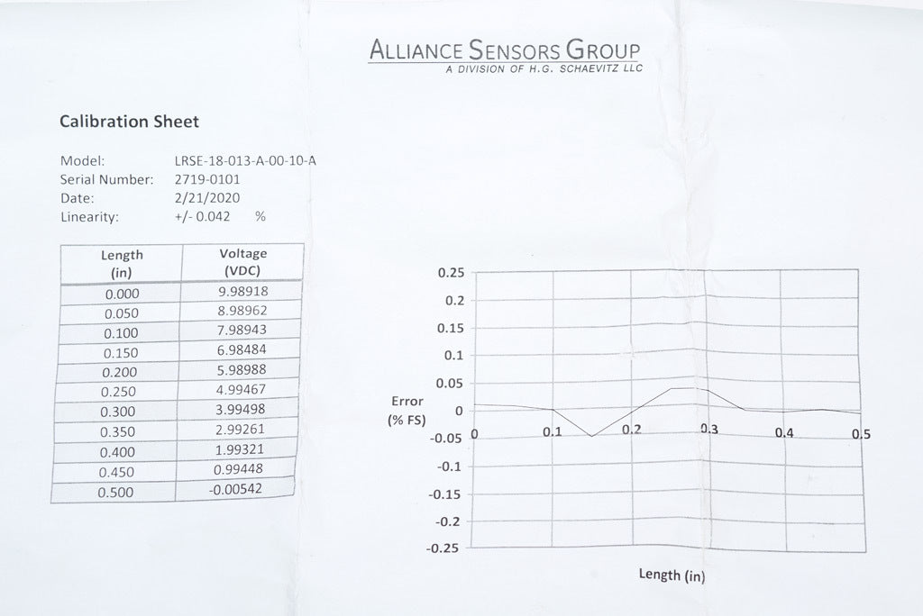 Alliance Sensors inductive linear position sensor, spring loaded slide, 12.5mm stroke, 0-10 VDC output, 19mm diameter x 88.9mm body, M18 x 1 mount, pigtail, 3.2ft/1m cable length.-LRSE18-013A-00-10A