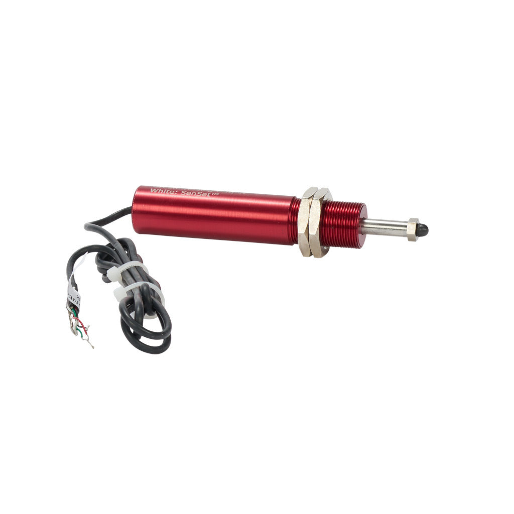 Alliance Sensors inductive linear position sensor, spring loaded slide, 12.5mm stroke, 0-10 VDC output, 19mm diameter x 88.9mm body, M18 x 1 mount, pigtail, 3.2ft/1m cable length.-LRSE18-013A-00-10A