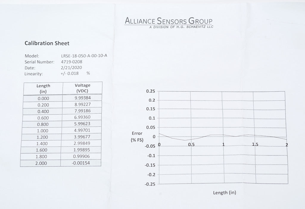Alliance Sensors inductive linear position sensor, spring loaded slide, 50mm stroke, 0-10 VDC output, 19mm diameter x 129.0mm body, M18 x 1 mount, pigtail, 3.2ft/1m cable length.-LRSE18-050A-00-10A