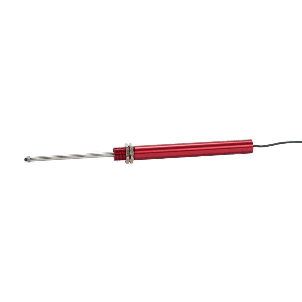 Alliance Sensors inductive linear position sensor, spring loaded slide, 100mm stroke, 0-10 VDC output, 19mm diameter x 194.1mm body, M18 x 1 mount, pigtail, 3.2ft/1m cable length.-LRSE18-100A-00-10A