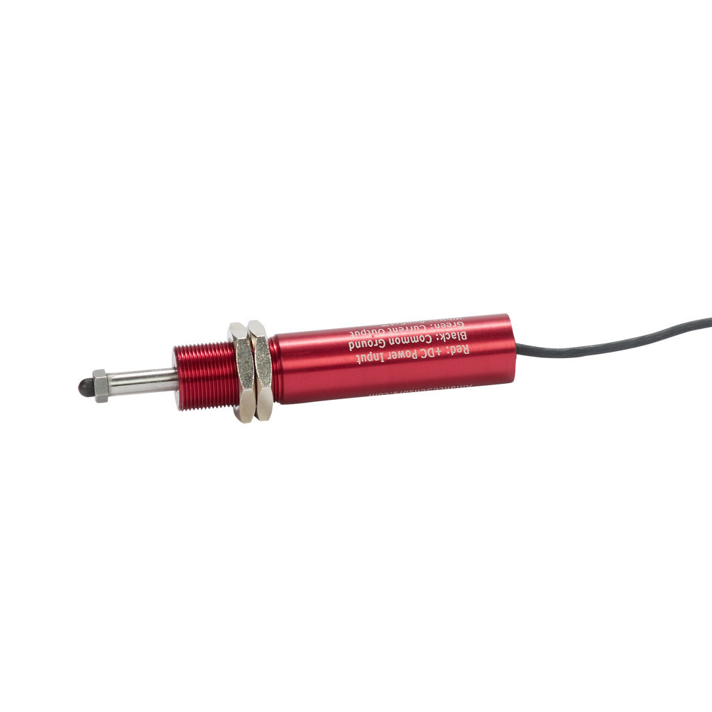 Alliance Sensors inductive linear position sensor, spring loaded slide, 12.5mm stroke, 4-20 mA output, 19mm diameter x 88.9mm body, M18 x 1 mount, pigtail, 3.2ft/1m cable length.-LRSI18-013A-00-20A