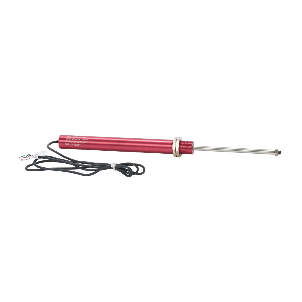 Alliance Sensors inductive linear position sensor, spring loaded slide, 100mm stroke, 4-20 mA output, 19mm diameter x 194.1mm body, M18 x 1 mount, pigtail, 3.2ft/1m cable length.-LRSI18-100A-00-20A