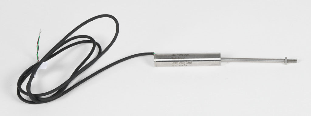 Alliance Sensors inductive linear position sensor, fixed slide, 50mm stroke, 4mm shaft diameter, 0-10 VDC output, 12.7mm diameter x 61.2mm body, M4 x 0.7 mount, pigtail, 3.2ft/1m cable length.-LZE13-050A-00-10S
