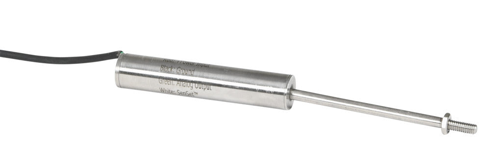 Alliance Sensors inductive linear position sensor, fixed slide, 50mm stroke, 4mm shaft diameter, 0-10 VDC output, 12.7mm diameter x 61.2mm body, M4 x 0.7 mount, pigtail, 3.2ft/1m cable length.-LZE13-050A-00-10S