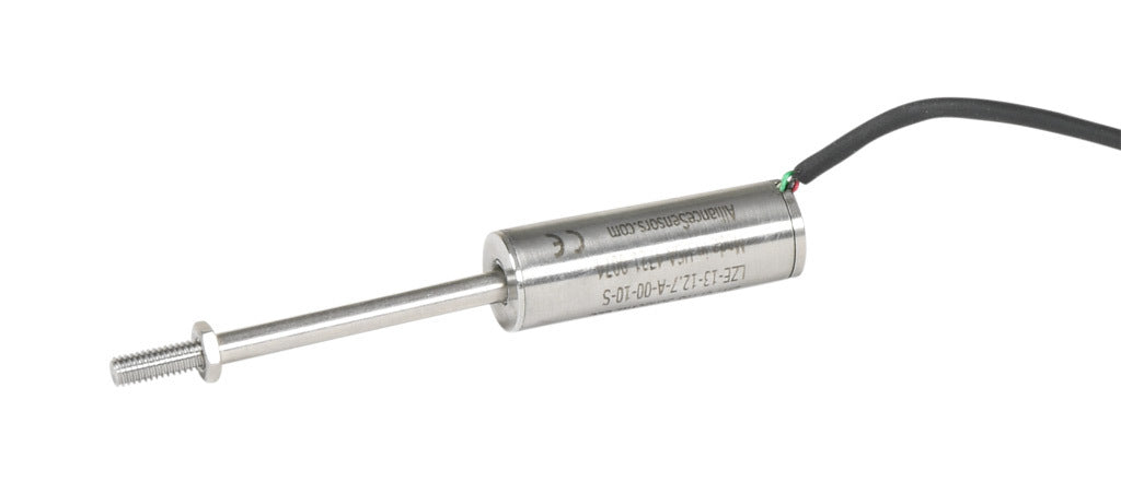 Alliance Sensors inductive linear position sensor, fixed slide, 12.7mm stroke, 4mm shaft diameter, 0-10 VDC output, 12.7mm diameter x 35.8mm body, M4 x 0.7 mount, pigtail, 3.2ft/1m cable length.-LZE13-12.7A-00-10S
