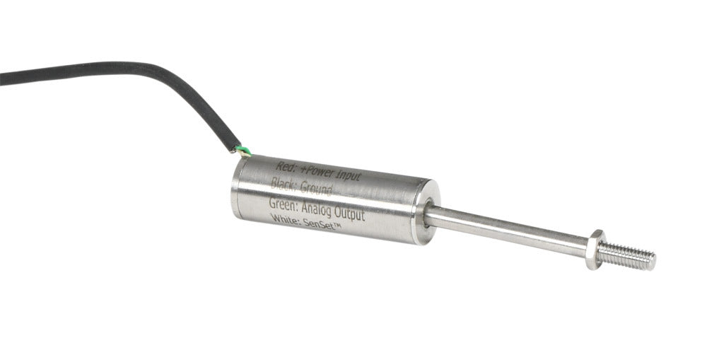Alliance Sensors inductive linear position sensor, fixed slide, 12.7mm stroke, 4mm shaft diameter, 0-10 VDC output, 12.7mm diameter x 35.8mm body, M4 x 0.7 mount, pigtail, 3.2ft/1m cable length.-LZE13-12.7A-00-10S