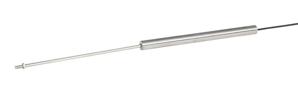 Alliance Sensors inductive linear position sensor, fixed slide, 150mm stroke, 4mm shaft diameter, 0-10 VDC output, 12.7mm diameter x 165.1mm body, M4 x 0.7 mount, pigtail, 3.2ft/1m cable length.-LZE13-150A-00-10S
