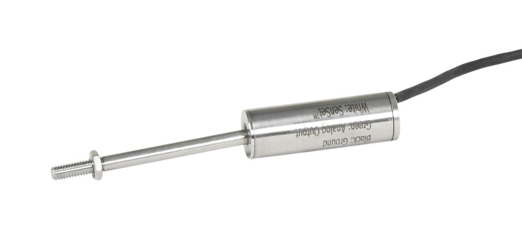 Alliance Sensors inductive linear position sensor, fixed slide, 2.5mm stroke, 4mm shaft diameter, 0-10 VDC output, 12.7mm diameter x 35.8mm body, M4 x 0.7 mount, pigtail, 3.2ft/1m cable length.-LZE13-2.5A-00-10S