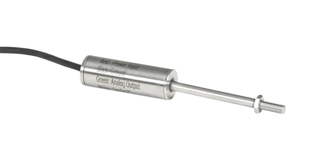 Alliance Sensors inductive linear position sensor, fixed slide, 2.5mm stroke, 4mm shaft diameter, 0-10 VDC output, 12.7mm diameter x 35.8mm body, M4 x 0.7 mount, pigtail, 3.2ft/1m cable length.-LZE13-2.5A-00-10S