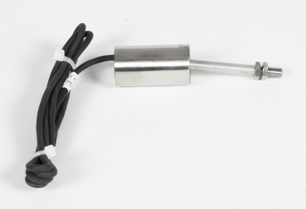 Alliance Sensors inductive linear position sensor, fixed slide, 25mm stroke, 5.2mm shaft diameter, 0-10 VDC output, 19mm diameter x 35mm body, M5 x 0.8 mount, pigtail, 3.2ft/1m cable length.-LZE19-025A-00-10S