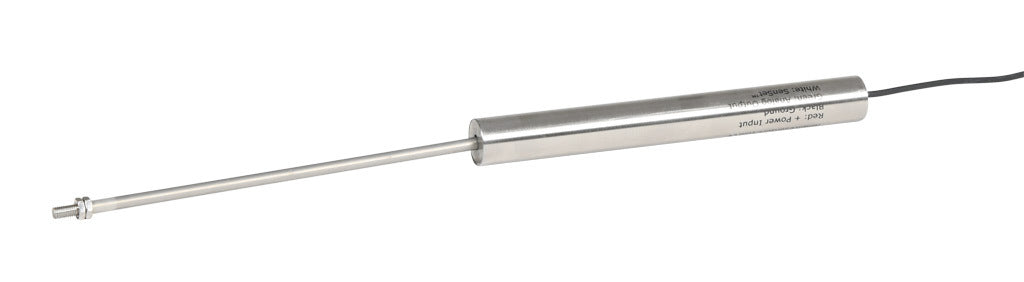 Alliance Sensors inductive linear position sensor, fixed slide, 150mm stroke, 5.2mm shaft diameter, 0-10 VDC output, 19mm diameter x 165.1mm body, M5 x 0.8 mount, pigtail, 3.2ft/1m cable length.-LZE19-150A-00-10S