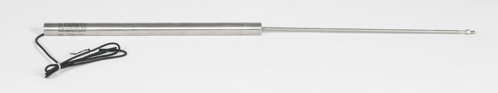 Alliance Sensors inductive linear position sensor, fixed slide, 300mm stroke, 5.2mm shaft diameter, 0-10 VDC output, 19mm diameter x 317.5mm body, M5 x 0.8 mount, pigtail, 3.2ft/1m cable length.-LZE19-300A-00-10S