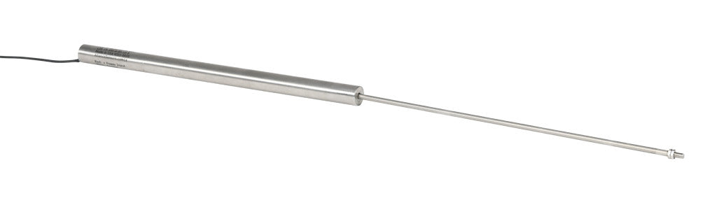 Alliance Sensors inductive linear position sensor, fixed slide, 300mm stroke, 5.2mm shaft diameter, 0-10 VDC output, 19mm diameter x 317.5mm body, M5 x 0.8 mount, pigtail, 3.2ft/1m cable length.-LZE19-300A-00-10S