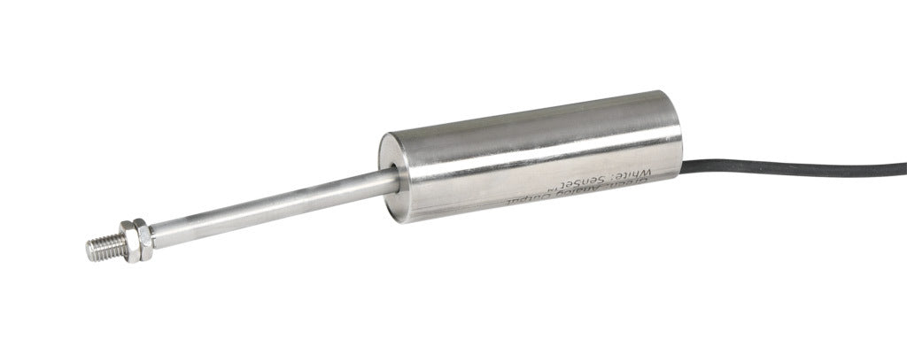 Alliance Sensors inductive linear position sensor, fixed slide, 50mm stroke, 5.2mm shaft diameter, 4-20 mA output, 19mm diameter x 60.5mm body, M5 x 0.8 mount, pigtail, 3.2ft/1m cable length.-LZI19-050A-00-20S