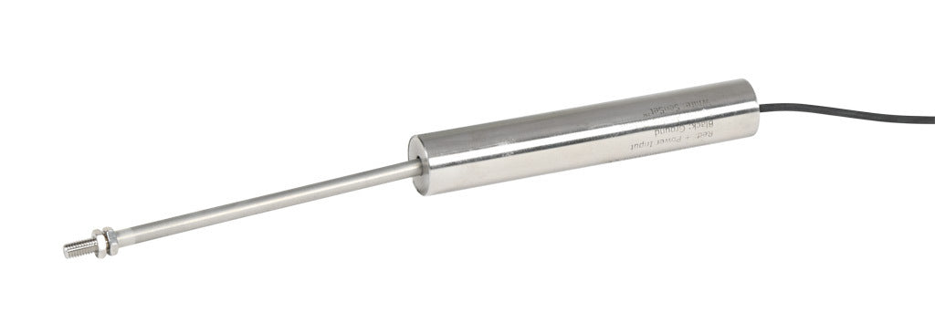 Alliance Sensors inductive linear position sensor, fixed slide, 100mm stroke, 5.2mm shaft diameter, 4-20 mA output, 19mm diameter x 111.1mm body, M5 x 0.8 mount, pigtail, 3.2ft/1m cable length.-LZI19-100A-00-20S