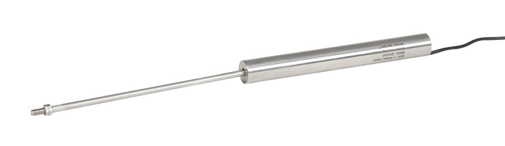 Alliance Sensors inductive linear position sensor, fixed slide, 150mm stroke, 5.2mm shaft diameter, 4-20 mA output, 19mm diameter x 165.1mm body, M5 x 0.8 mount, pigtail, 3.2ft/1m cable length.-LZI19-150A-00-20S