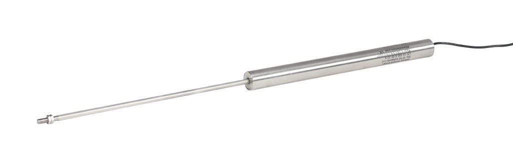 Alliance Sensors inductive linear position sensor, fixed slide, 200mm stroke, 5.2mm shaft diameter, 4-20 mA output, 19mm diameter x 215.9mm body, M5 x 0.8 mount, pigtail, 3.2ft/1m cable length.-LZI19-200A-00-20S