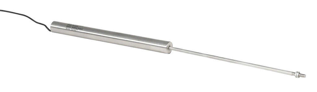 Alliance Sensors inductive linear position sensor, fixed slide, 200mm stroke, 5.2mm shaft diameter, 4-20 mA output, 19mm diameter x 215.9mm body, M5 x 0.8 mount, pigtail, 3.2ft/1m cable length.-LZI19-200A-00-20S