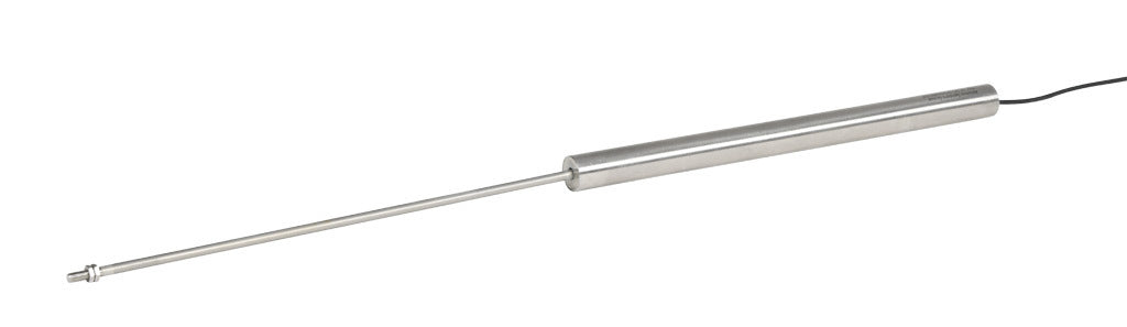 Alliance Sensors inductive linear position sensor, fixed slide, 250mm stroke, 5.2mm shaft diameter, 4-20 mA output, 19mm diameter x 266.7mm body, M5 x 0.8 mount, pigtail, 3.2ft/1m cable length.-LZI19-250A-00-20S