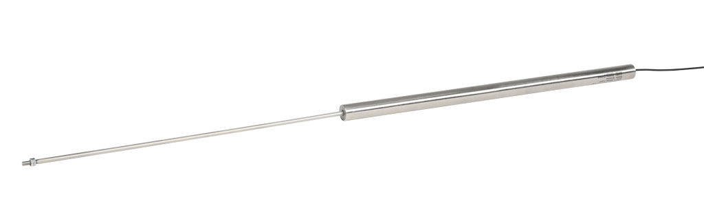 Alliance Sensors inductive linear position sensor, fixed slide, 375mm stroke, 5.2mm shaft diameter, 4-20 mA output, 19mm diameter x 400mm body, M5 x 0.8 mount, pigtail, 3.2ft/1m cable length.-LZI19-375A-00-20S