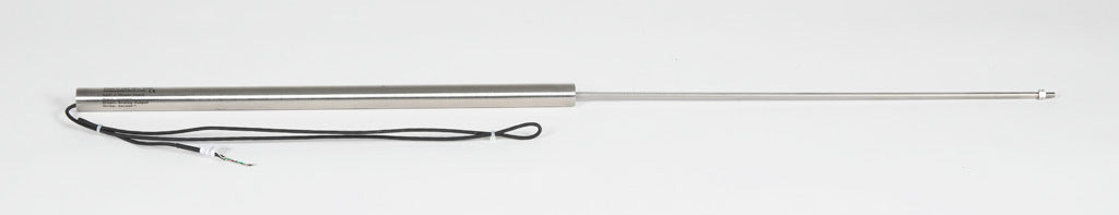 Alliance Sensors inductive linear position sensor, fixed slide, 375mm stroke, 5.2mm shaft diameter, 4-20 mA output, 19mm diameter x 400mm body, M5 x 0.8 mount, pigtail, 3.2ft/1m cable length.-LZI19-375A-00-20S