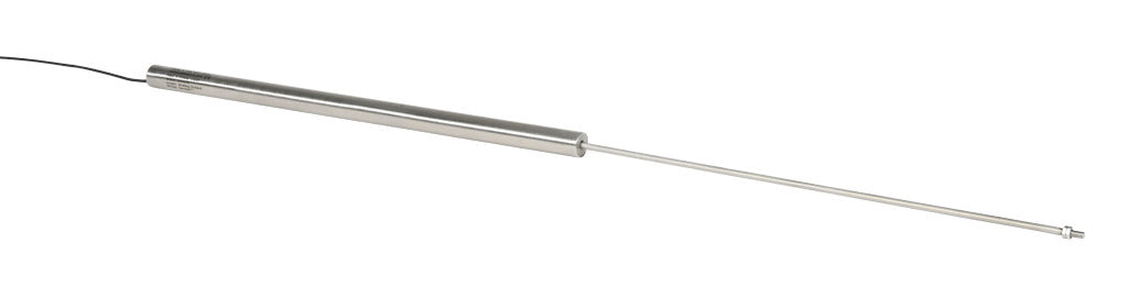 Alliance Sensors inductive linear position sensor, fixed slide, 375mm stroke, 5.2mm shaft diameter, 4-20 mA output, 19mm diameter x 400mm body, M5 x 0.8 mount, pigtail, 3.2ft/1m cable length.-LZI19-375A-00-20S