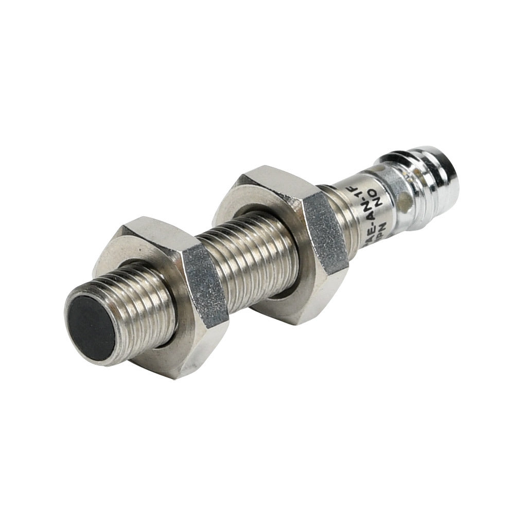 AchieVe inductive proximity sensor, tubular, 8mm diameter x 45mm body, 304 stainless steel housing, NPN, N.O. output, 1.5mm sensing distance, flush, 5 kHz switching frequency, IP67, 3-pin M8 quick-disconnect.-PAE-AN-1F