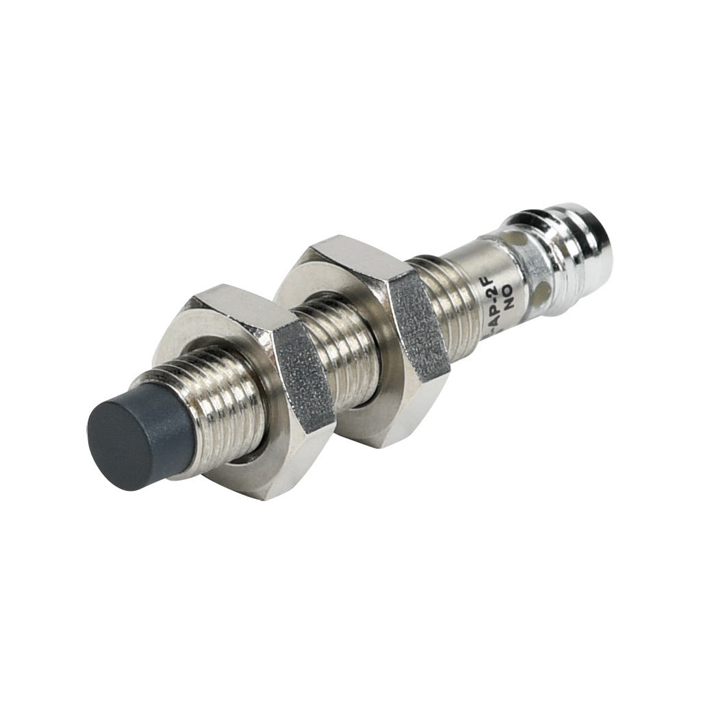 AchieVe inductive proximity sensor, tubular, 8mm diameter x 45mm body, 304 stainless steel housing, PNP, N.O. output, 2.5mm sensing distance, non-flush, 4.5 kHz switching frequency, IP67, 3-pin M8 quick-disconnect.-PAE-AP-2F