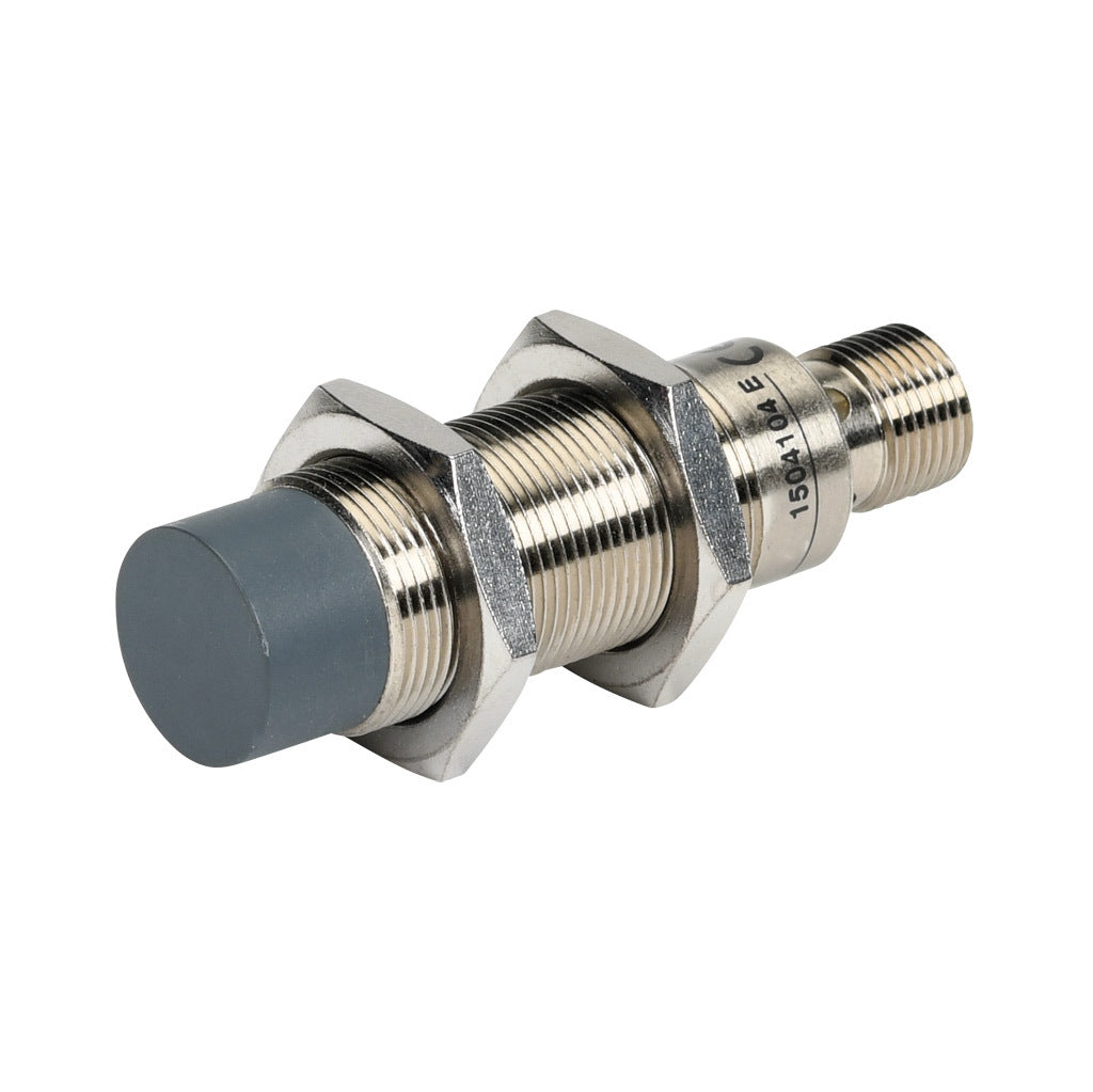 AchieVe inductive proximity sensor, tubular, 18mm diameter x 63.5mm body, nickel-plated brass housing, PNP, N.O. output, 8mm sensing distance, non-flush, 2 kHz switching frequency, IP67, 4-pin M12 quick-disconnect.-PAK-AP-2H