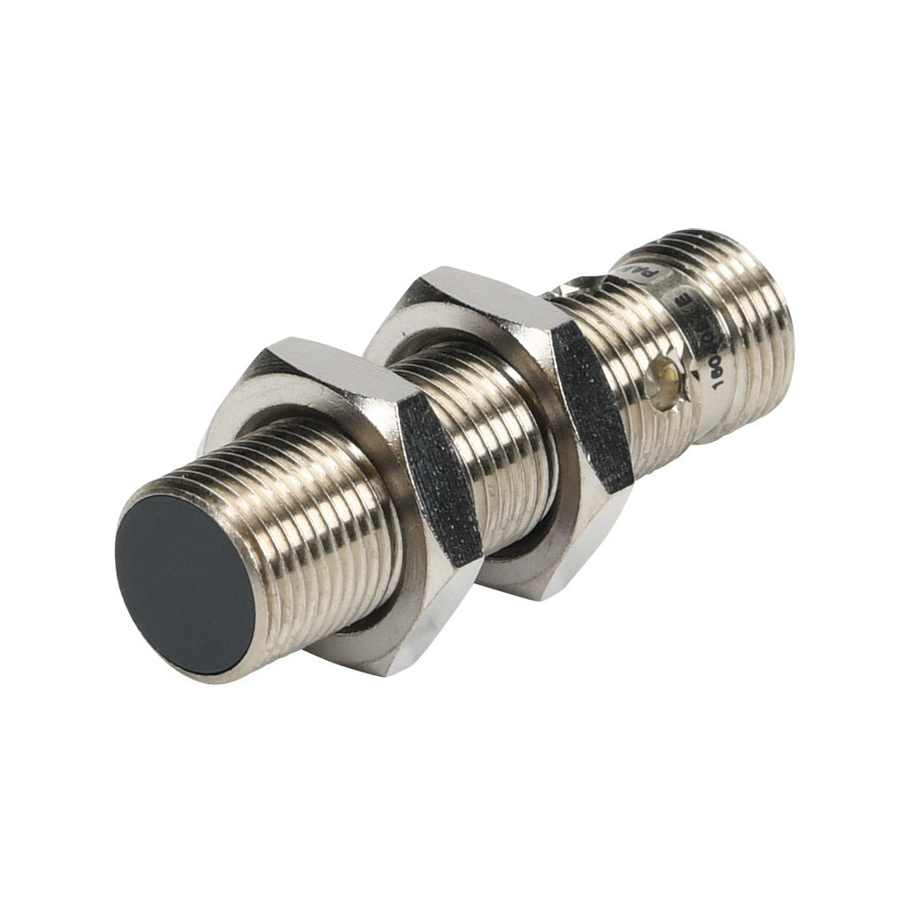 AchieVe inductive proximity sensor, tubular, 12mm diameter x 45mm body, nickel-plated brass housing, PNP, N.O. output, 2mm sensing distance, flush, 3 kHz switching frequency, IP67, 4-pin M12 quick-disconnect.-PAM-AP-1H