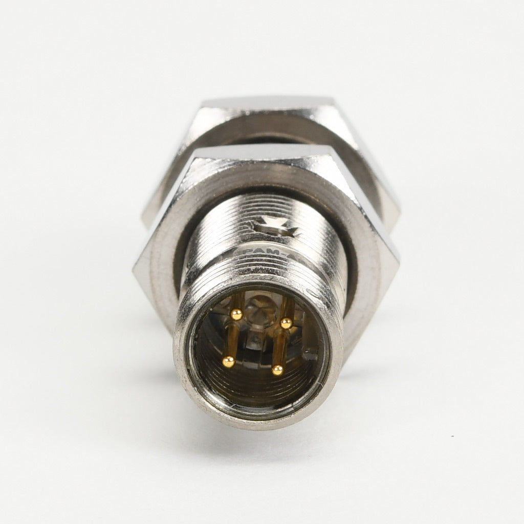 AchieVe inductive proximity sensor, tubular, 12mm diameter x 45mm body, nickel-plated brass housing, PNP, N.O. output, 2mm sensing distance, flush, 3 kHz switching frequency, IP67, 4-pin M12 quick-disconnect.-PAM-AP-1H