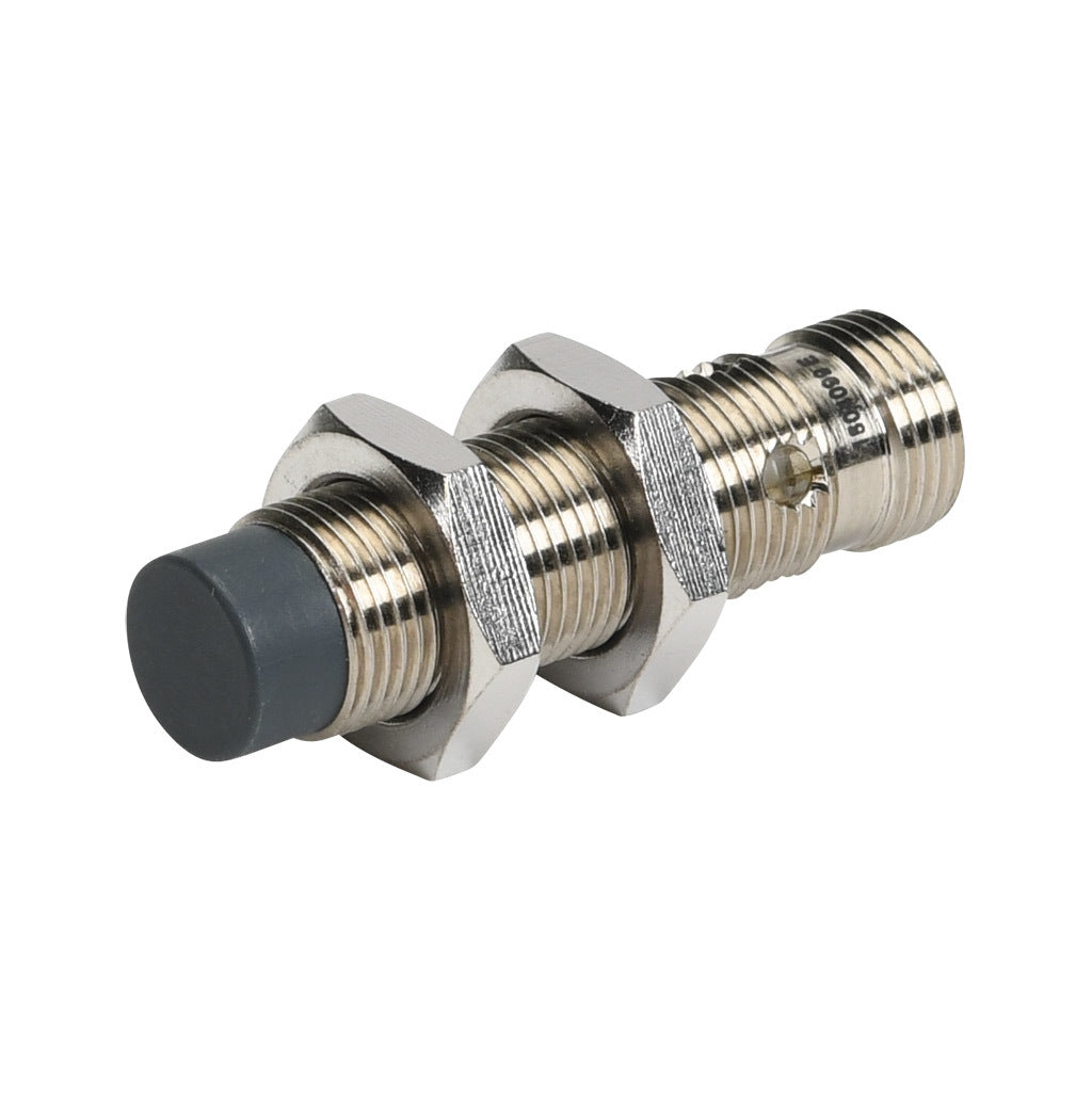 AchieVe inductive proximity sensor, tubular, 12mm diameter x 45mm body, nickel-plated brass housing, PNP, N.O. output, 4mm sensing distance, non-flush, 2 kHz switching frequency, IP67, 4-pin M12 quick-disconnect.-PAM-AP-2H