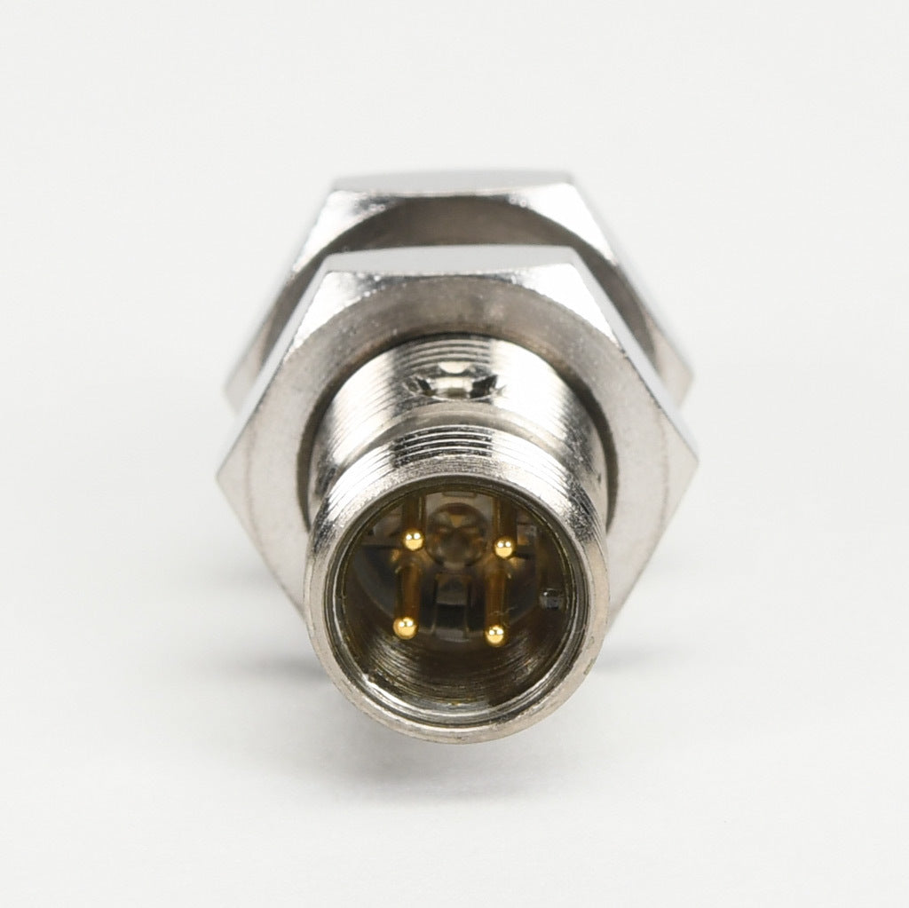 AchieVe inductive proximity sensor, tubular, 12mm diameter x 45mm body, nickel-plated brass housing, PNP, N.O. output, 4mm sensing distance, non-flush, 2 kHz switching frequency, IP67, 4-pin M12 quick-disconnect.-PAM-AP-2H