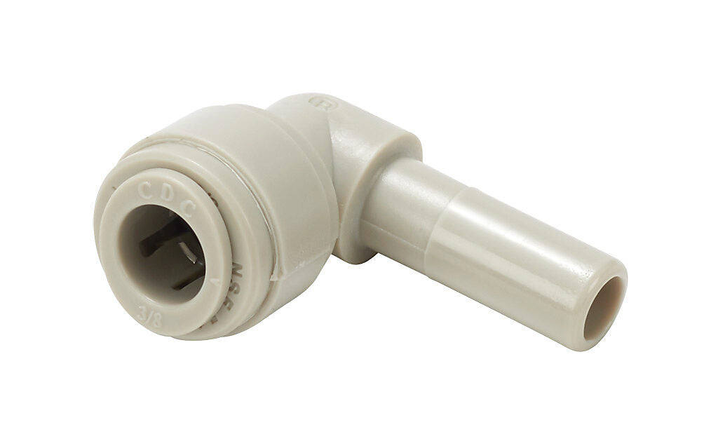 HydroMode potable water push-to-connect fitting, plug-in elbow, acetal body, (1) 3/8in plug-in to (1) 3/8in push-to-connect. Package of 5.-PE38-P