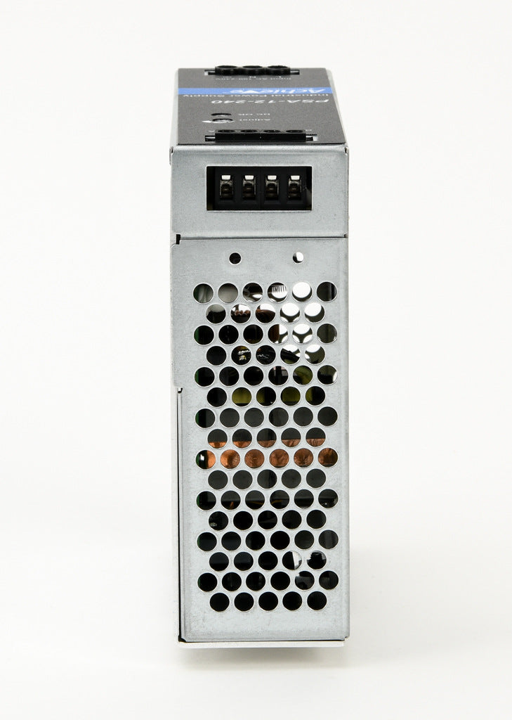 AchieVe PSA series switching power supply, 12 VDC @ 20A/240W, 120/240 VAC nominal input, 1-phase, enclosed, aluminum housing, 35mm DIN rail mount, screw terminals.-PSA-12-240