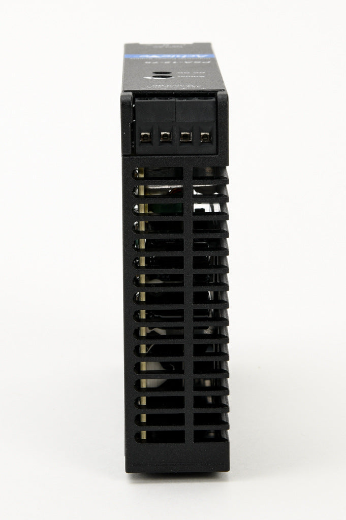 AchieVe PSA series switching power supply, 12 VDC @ 6.2A/75W, 120/240 VAC nominal input, 1-phase, enclosed, plastic housing, 35mm DIN rail mount, screw terminals.-PSA-12-75