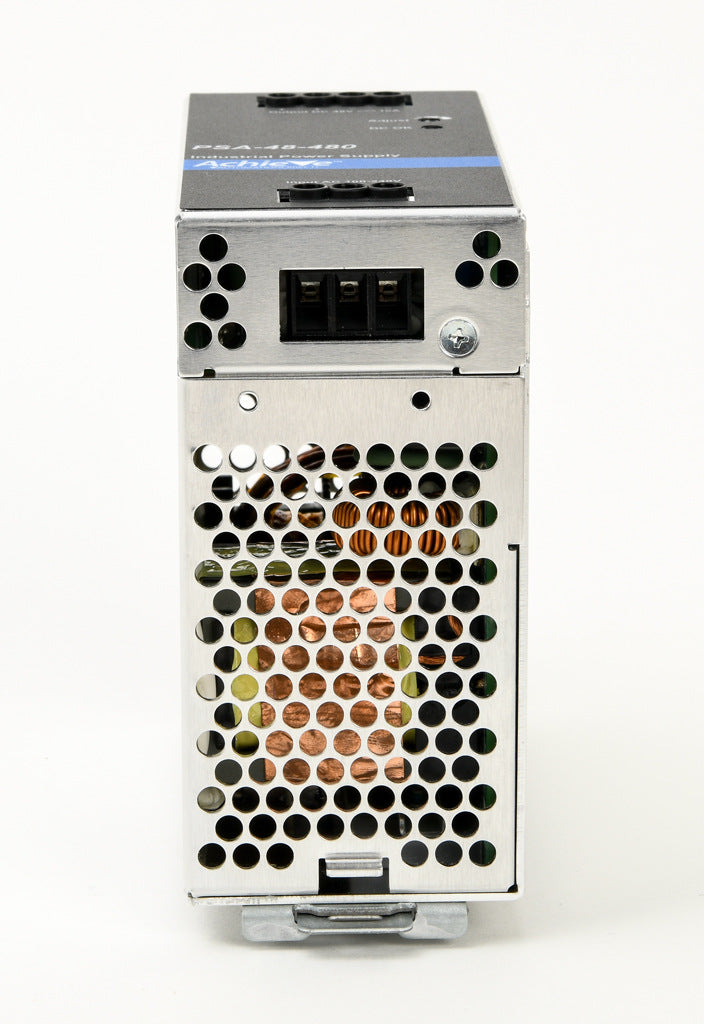 AchieVe PSA series switching power supply, 48 VDC @ 10A/480W, 120/240 VAC nominal input, 1-phase, enclosed, aluminum housing, 35mm DIN rail mount, screw terminals.-PSA-48-480