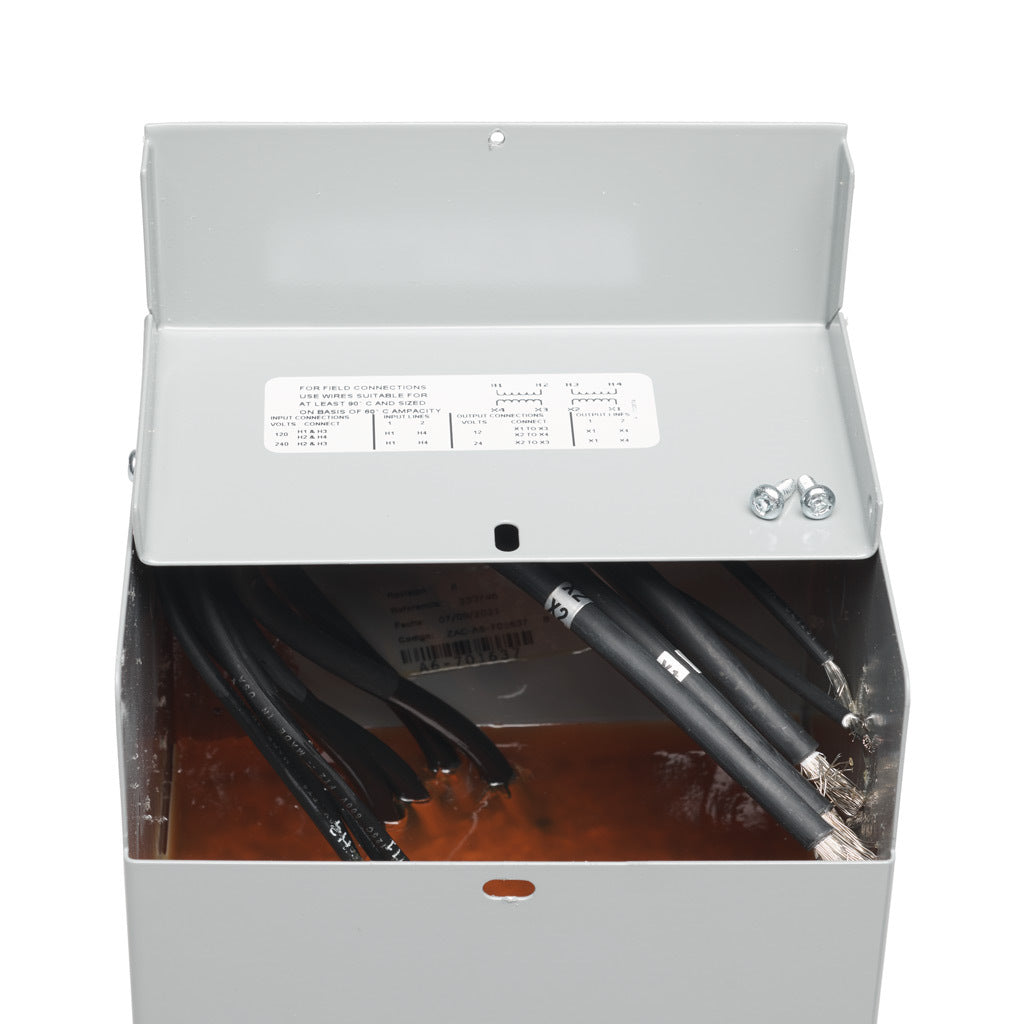 ACME buck-boost transformer, encapsulated core, 2 kVA, 1-phase, 120/240 VAC, 12/24 VAC secondary, 60 Hz, NEMA 3R, wall mount.-T111685