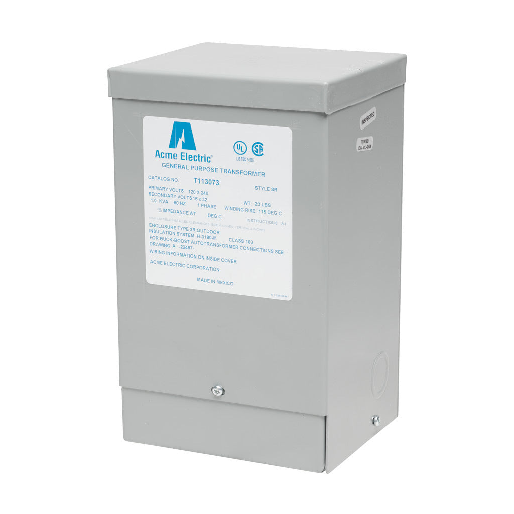 ACME buck-boost transformer, encapsulated core, 1 kVA, 1-phase, 120/240 VAC, 16/32 VAC secondary, 60 Hz, NEMA 3R, wall mount.-T113073