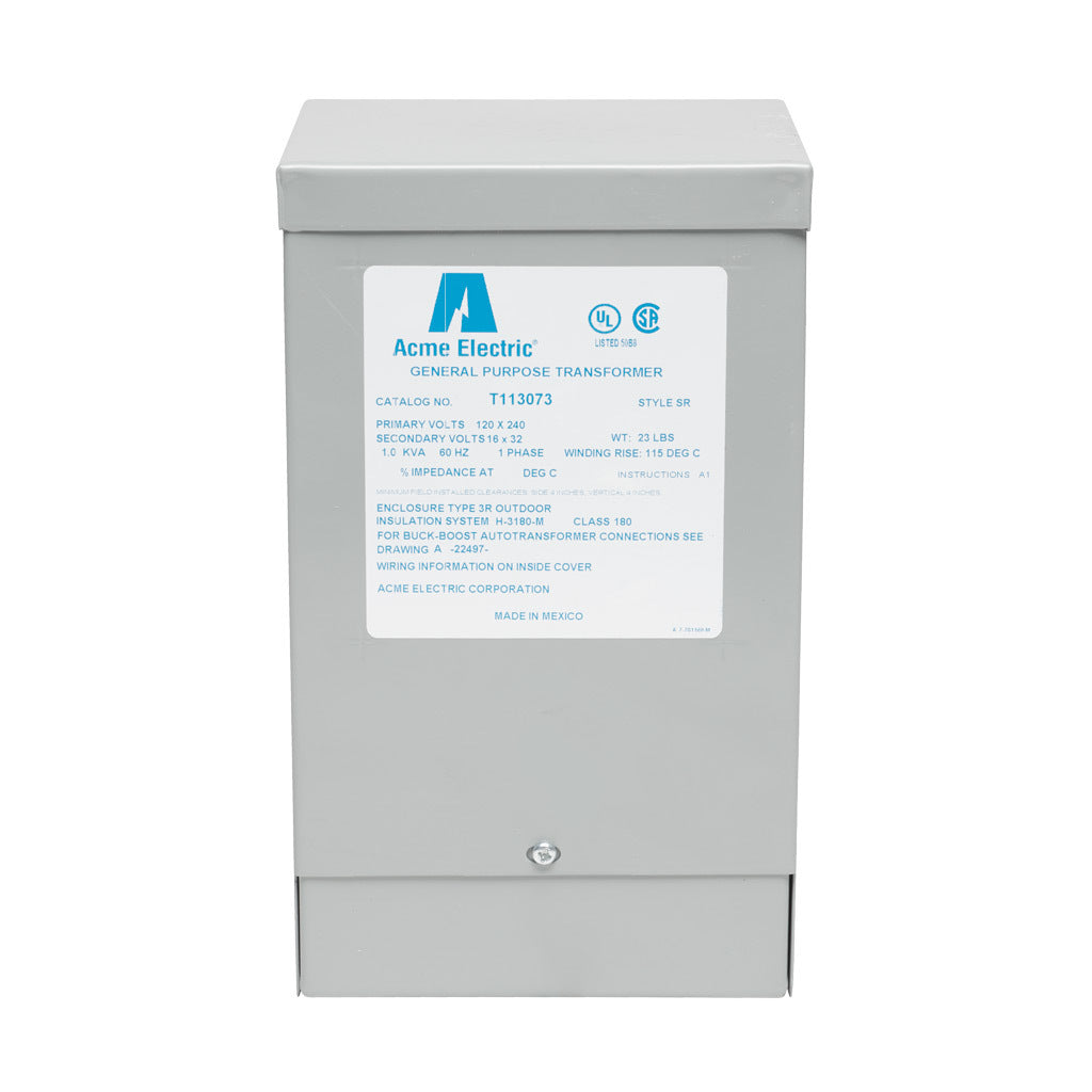 ACME buck-boost transformer, encapsulated core, 1 kVA, 1-phase, 120/240 VAC, 16/32 VAC secondary, 60 Hz, NEMA 3R, wall mount.-T113073