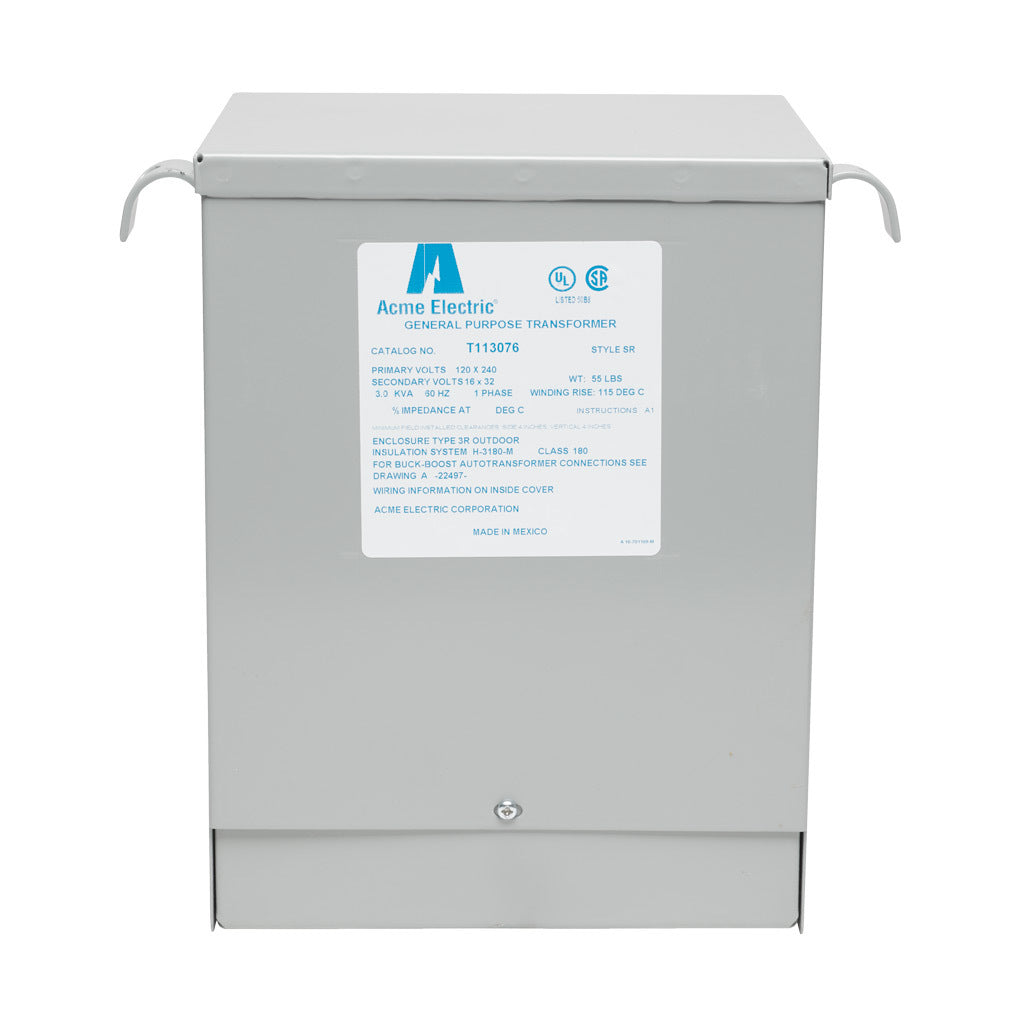 ACME buck-boost transformer, encapsulated core, 3 kVA, 1-phase, 120/240 VAC, 16/32 VAC secondary, 60 Hz, NEMA 3R, wall mount.-T113076
